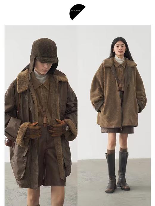 半圆/D24401561/翻领工装两面穿羊羔毛外套 商品图0