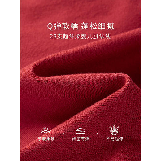 【1件75折】熙世界假两件针织打底衫女秋冬套头宽松撞色半高领拼接圣诞红毛衣 商品图3