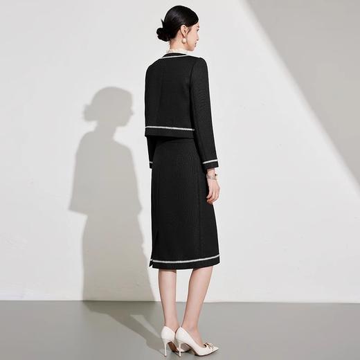 IWY/黑色织带拼色圆领小香风西装半裙套装气质时尚干练两件套职场工装 1024CS047 商品图3