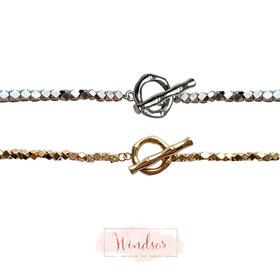 LHWINDSOR 竹节碎石项链复古风韧竹锁骨链百搭手链项链套装