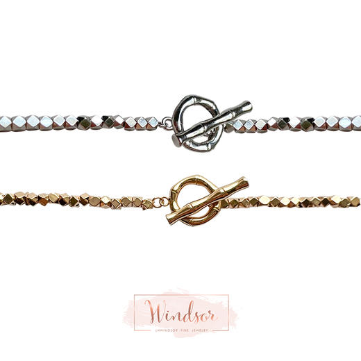 LHWINDSOR 竹节碎石项链复古风韧竹锁骨链百搭手链项链套装 商品图0