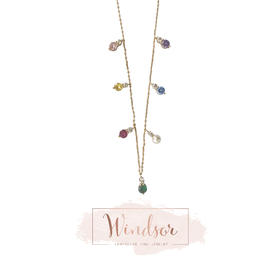 LHWINDSOR 多彩项链新款个性网红ins风珍珠彩色锆石镶嵌颈饰