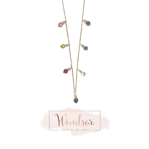 LHWINDSOR 多彩项链新款个性网红ins风珍珠彩色锆石镶嵌颈饰 商品图0