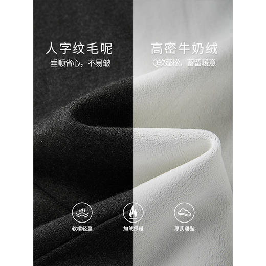 【年终特卖】熙世界加绒窄版阔腿裤女冬季2025年新款宽松休闲毛呢裤子直筒卫裤 商品图3