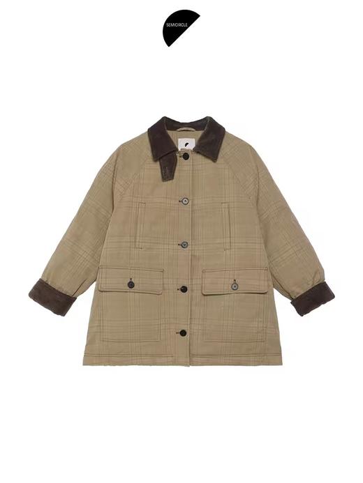 半圆/D24401510/格纹印花水洗工装羽绒服 商品图3