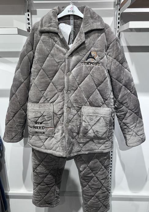 都市丽人男士加厚夹棉套装家居服长袖长裤法兰绒夹棉秋冬睡衣FHT1B3 商品图1