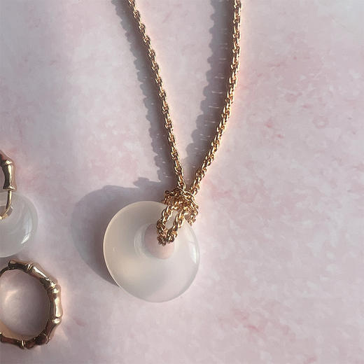 LHWINDSOR  原创设计新中式风白玛瑙月光系列项链耳环套装 商品图5