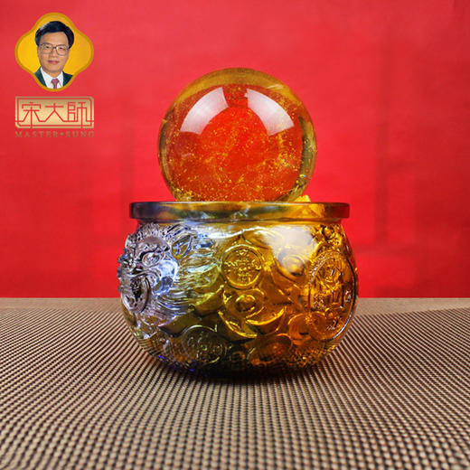 宋韶光大师琉璃球八方纳财聚宝盆 古法琉璃摆件商务礼品 商品图2