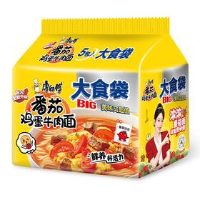 康师傅大食袋番茄鸡蛋牛肉面120g*5/包