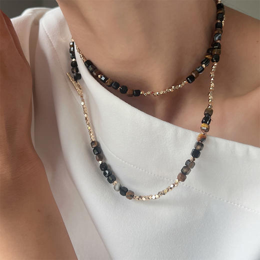 LHWINDSOR 竹节碎石项链复古风韧竹锁骨链百搭手链项链套装 商品图4