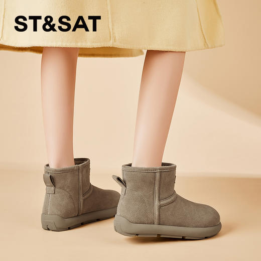 星期六简约百搭圆头舒适保暖雪地靴SSC4118E4W 商品图5