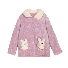 都市丽人女士加厚夹棉套装家居服长袖长裤法兰绒夹棉秋冬睡衣LHT1H2