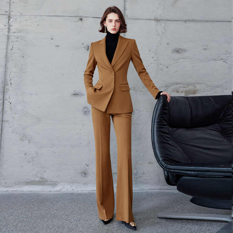 IWY/高级感金棕色西装套装冬气质干练羊毛西服职业装正式场合商务正装CP2142