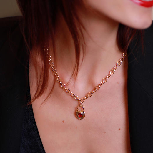 LHWINDSOR 红心锁项链欧美复古爱心设计重金粗链条颈饰 商品图1