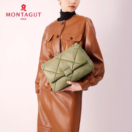 梦特娇女包女士柔软羊皮百搭时尚小香风通勤斜挎包单肩菱格包 商品图7