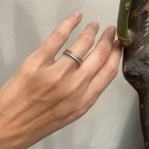 LHWINDSOR 原创半钻戒指半钻半链生命相伴戒指金银双色 商品图3