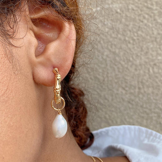 LHWINDSOR 原创设计经典竹节wave竹节巴洛克珍珠耳环可拆卸两戴 商品图2