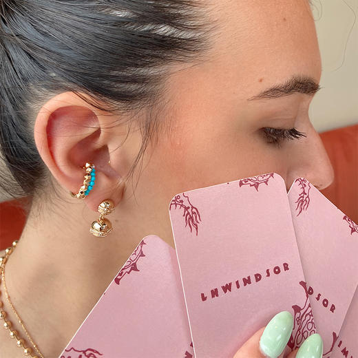 LHWINDSOR 原创碎金珠串耳骨夹单只彩色耳骨夹小众设计小清新饰品 商品图3