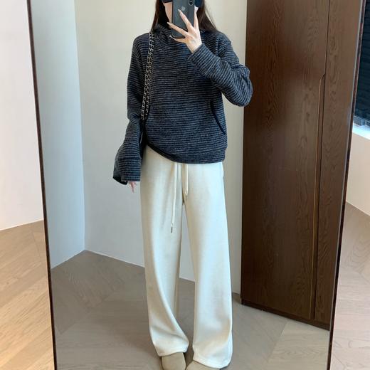 超软糯亲肤！2024云朵细条纹宽松显瘦口袋连帽堆堆领条纹卫衣！ 商品图2