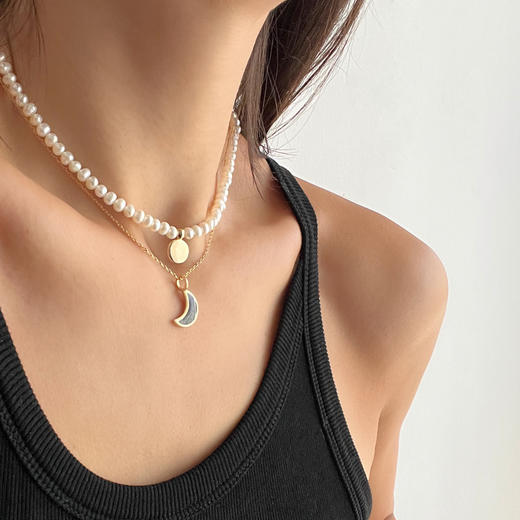 LHWINDSOR Fine Jewelry 白昼黑夜双面月牙项链黑白双面项链 商品图3