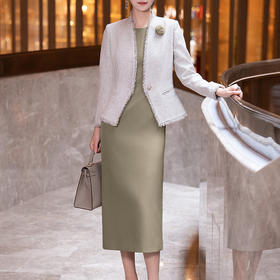 YBY 151H23粗花呢小香风套装裙大气时尚修身连衣裙两件套