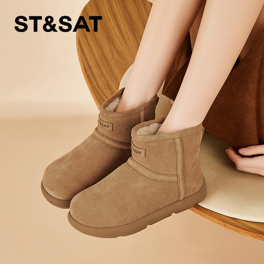 星期六简约百搭圆头舒适保暖雪地靴SSC4118E4W 商品图2
