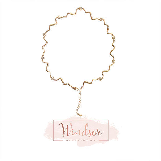 LHWINDSOR 水波纹项链女ins潮小众设计感波浪锁骨链 商品图0