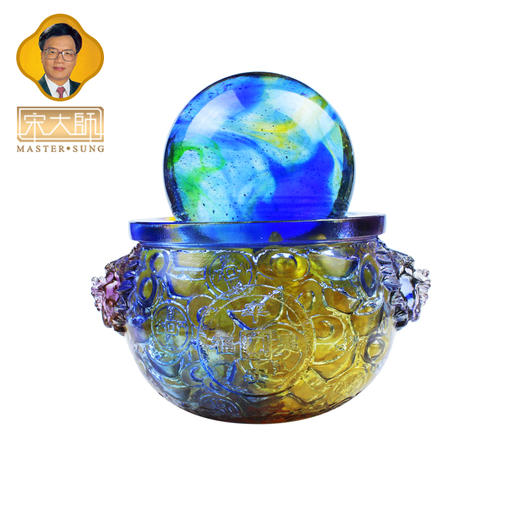 宋韶光大师琉璃球八方纳财聚宝盆 古法琉璃摆件商务礼品 商品图5