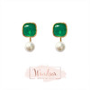 LHWINDSOR 湖水云边配色耳环绿水晶贝珠耳环简约气质珍珠耳饰 商品缩略图0