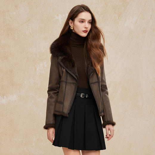PP602斯尔丽2024新款冬季保暖休闲皮毛一体减龄时尚气质优雅皮草外套 商品图2