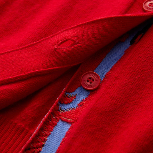 谜底短款针织开衫女2025春新品红色毛衣百搭单排扣毛衫251MZ0312 商品图3