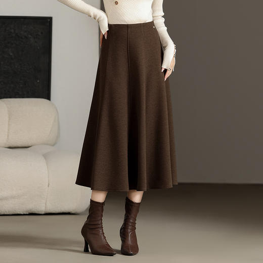 羊毛裙秋冬季新款，高腰显瘦中长款半身裙YGLR7073 商品图1