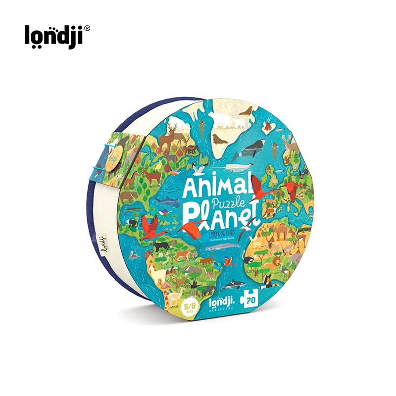 londji 蓝色星球 3阶拼图 适合5-8岁 知识科普 保育概念认知 外语读物 西班牙品牌 PZ602U