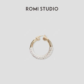 ROMI STUDIO 铜合金皮质耳饰 法式纯手工编织圆形耳圈耳饰S3589