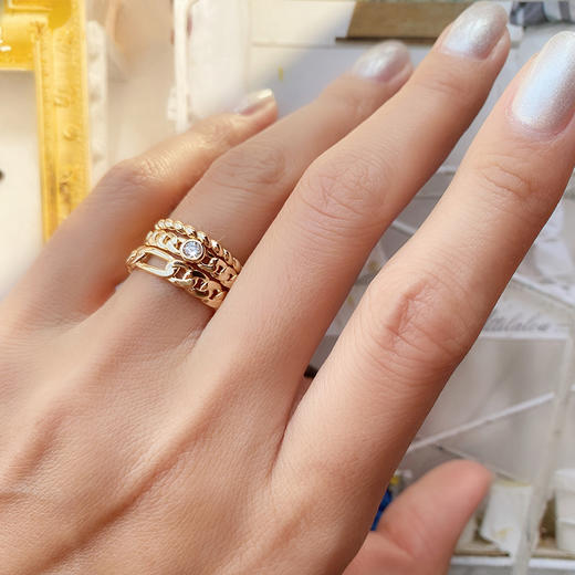 LHWINDSOR 链条戒指 bold and fun三条cable自由叠加简约个性指环 商品图3