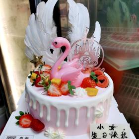 【创意火烈鸟水果蛋糕】