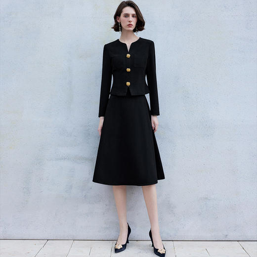 IWY/新款气质黑色长袖西装半裙两件套气质修身职业裙装工作服CS2130 商品图2