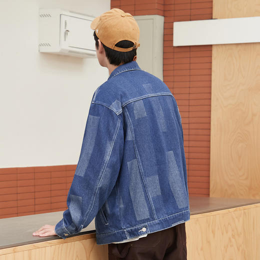 gxgjeans男装冬季简约宽松夹克撞色翻领牛仔夹克外套男 商品图2