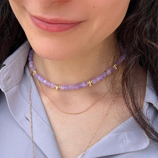 LHWINDSOR 原创设计Zen garden 禅意花园项链灰色紫色简约珠串项链 商品图4