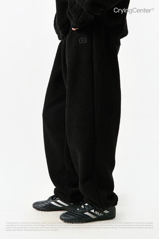 CryingCenter 黑色摇粒绒休闲长裤秋冬保暖通勤 哭喊中心 商品图3