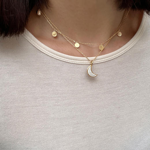 LHWINDSOR Fine Jewelry 白昼黑夜双面月牙项链黑白双面项链 商品图4