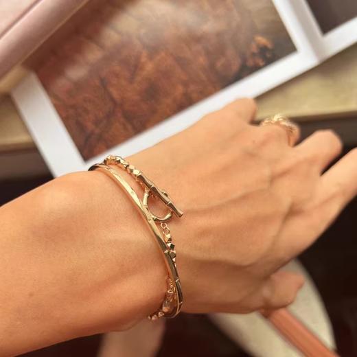 LHWINDSOR 复古竹节碎金碎银手链竹节ot搭扣拼接潮 商品图2