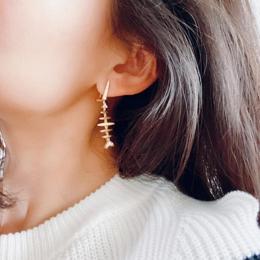 LHWINDSOR Fishbone 鱼骨耳环高级感网红长款耳坠 商品图3