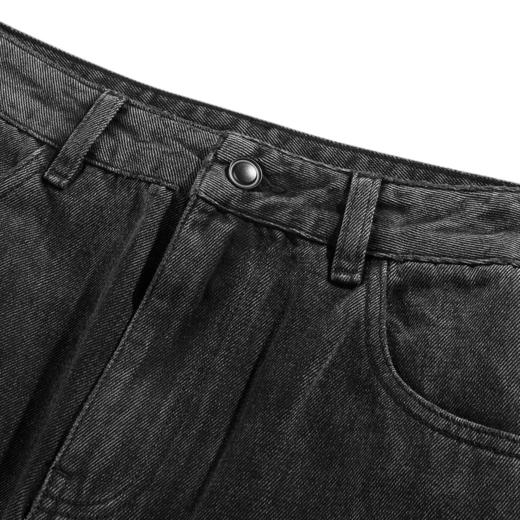 gxg.jeans男装牛仔裤个性拼接黑色水洗基础大口袋宽松裤子11C105001F 商品图2