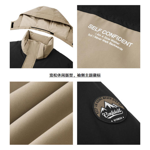 gxg.jeans【防泼水】男装90白鸭绒羽绒服 保暖卡其色连帽羽绒服男冬季JED1E1107124 商品图3