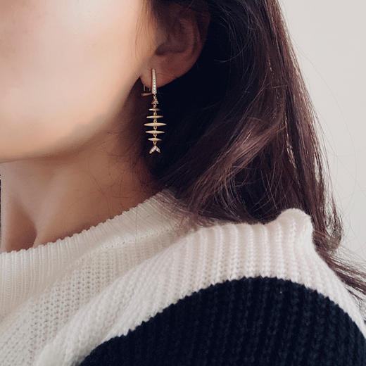 LHWINDSOR Fishbone 鱼骨耳环高级感网红长款耳坠 商品图1