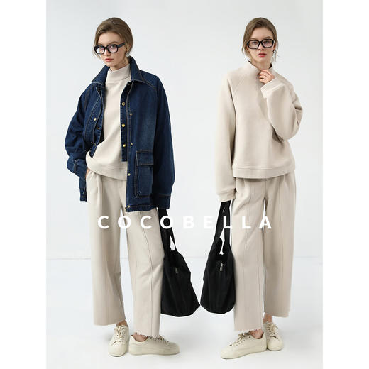 COCOBELLA简约休闲半高领卫衣25秋柔软舒适磨毛保暖外套SE3013-2 商品图1