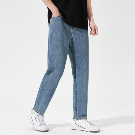 gxgjeans男装牛仔裤秋季美式复古长裤深蓝色直筒裤子 商品图1