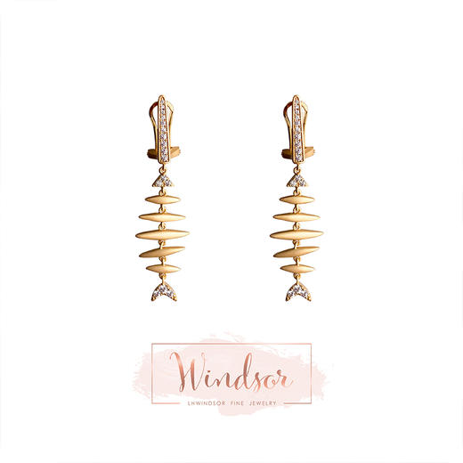 LHWINDSOR Fishbone 鱼骨耳环高级感网红长款耳坠 商品图0