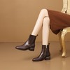 【预售5天】百搭时装靴秋冬季新款靴子圆头粗跟女靴金属扣花朵小皮靴牛皮短靴HY&H3544 商品缩略图1